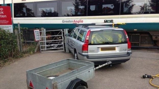 Volvo hit by a train in Woodbridge