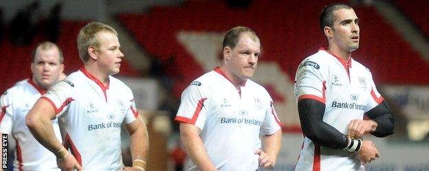 Ulster players trudge off the pitch at Parc y Scarlets after losing for the third time in four matches in this season's European Champions Cup