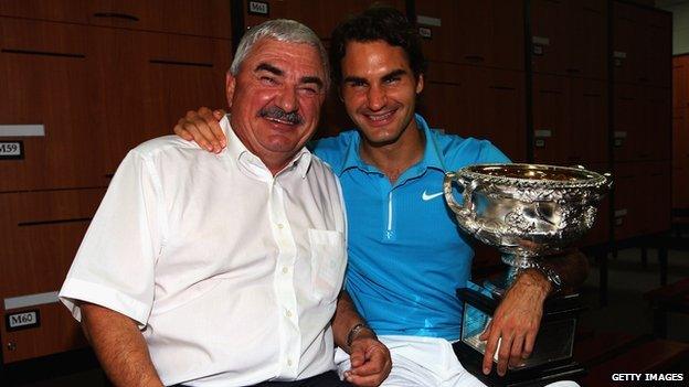 Roger Federer with his father Robert Federer