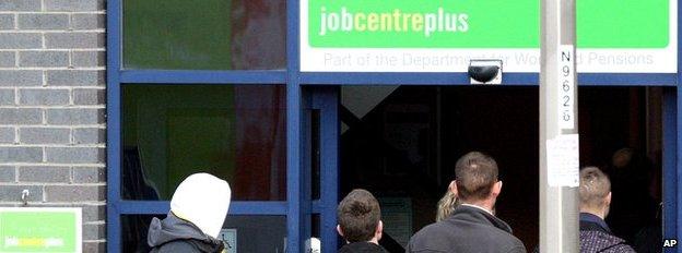 People in a Job Centre queue