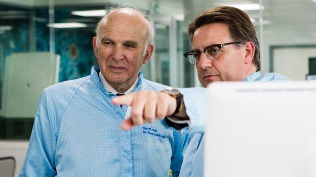 Business Secretary, Vince Cable and Keith Thompson, chief executive of the Cell Therapy Catapult