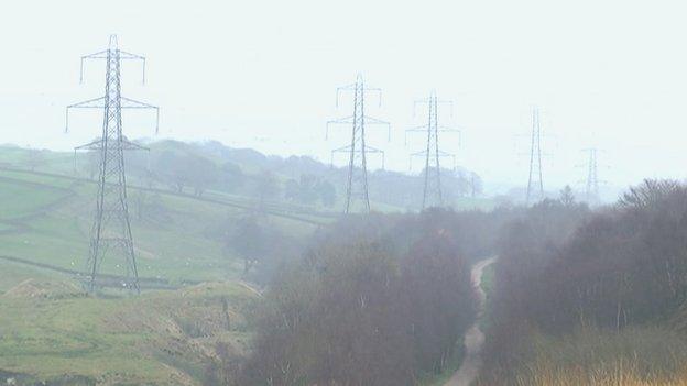 Pylons in the Peak District national park