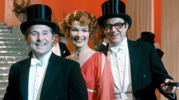 Ernie Wise, Glenda Jackson and Eric Morecambe in the 'Morecambe and Wise Show Christmas Show', 1972