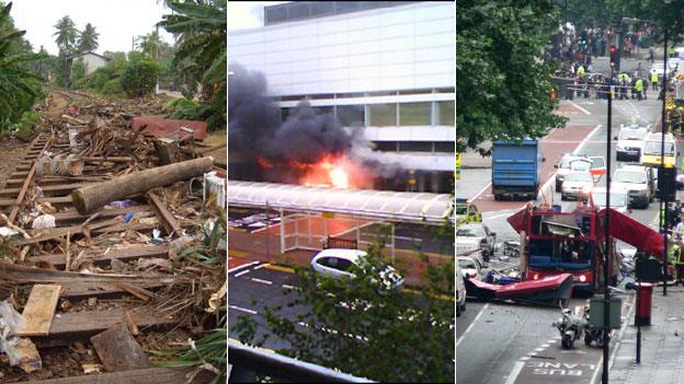 Tsunami, Glasgow airport attack, London bus attack