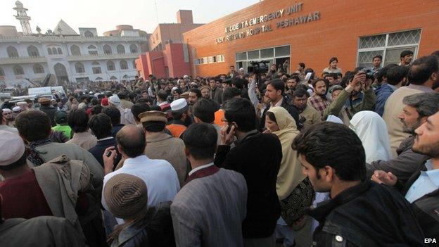 Parents at Lady Reading Hospital, Peshawar. 16 Dec 2014