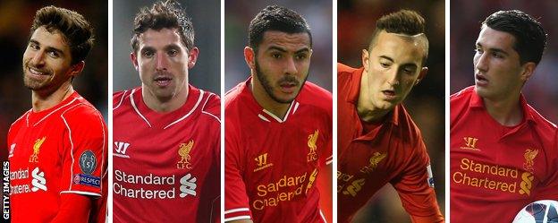 Fabio Borini, Joe Allen, Oussama Assaidi, Samed Yesil and Nuri Sahin