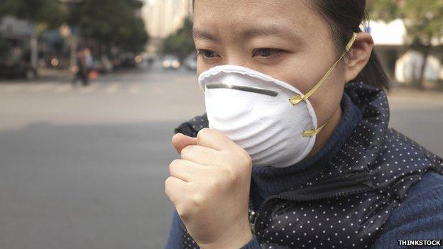 Woman with face mask