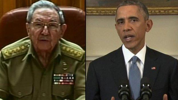 Raul Castro and Barack Obama