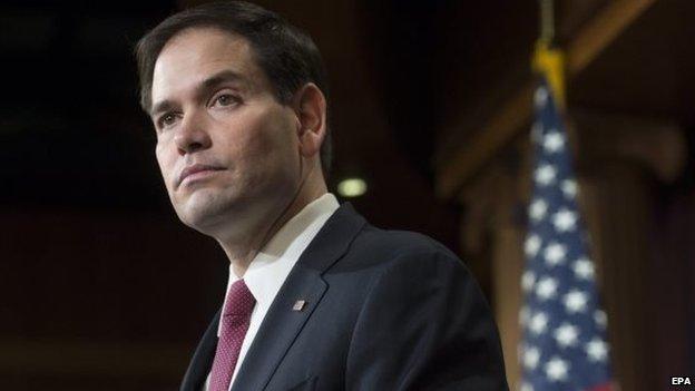 Republican Senator Marco Rubio speaks on Capitol Hill on 17 December 2014.