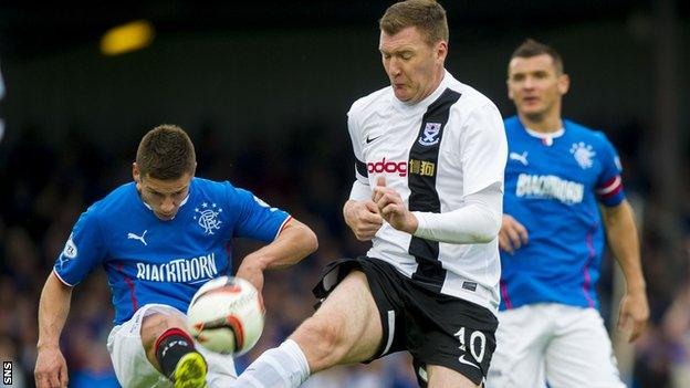 Kevin Kyle in action for Ayr United against Rangers