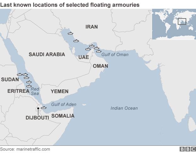 map showing location of selected armouries