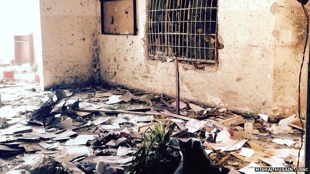 Destruction in part of a school in Peshawar following a massacre there