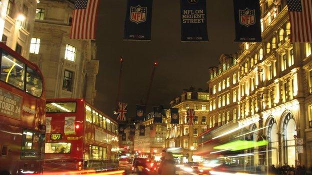 American flag in Regent Street