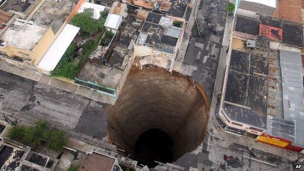 Like a scene in a disaster movie, this huge sinkhole opened in Guatemala City in 2010