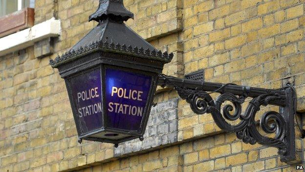 Police lamp outside police station