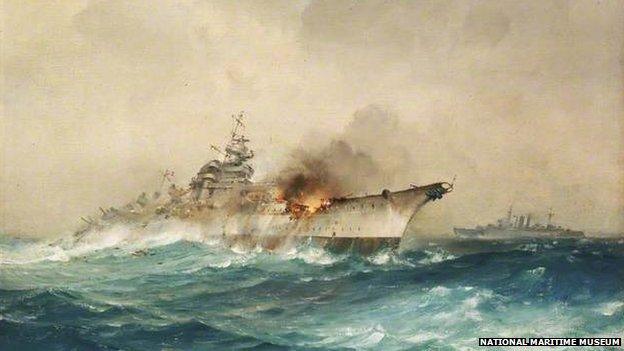 The sinking of the Bismarck by Charles E Turner, 1941