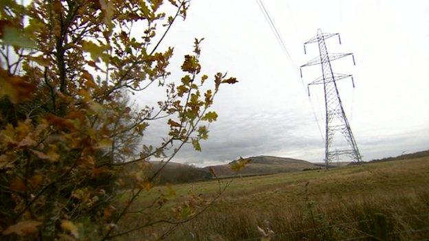 Pylons in the Peak District national park