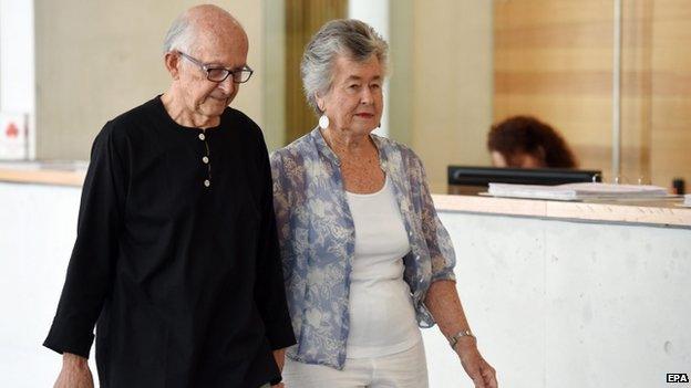 Lois (R) and Juris Greste, parents of Australian journalists Peter Greste, arrive at a press conference to appeal to Egypt"s President Abdel Fattah al-Sisi for their son's release, in Brisbane, Australia, 21 November 2014