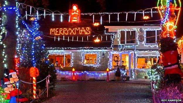 The Featherstone house's Christmas lights display