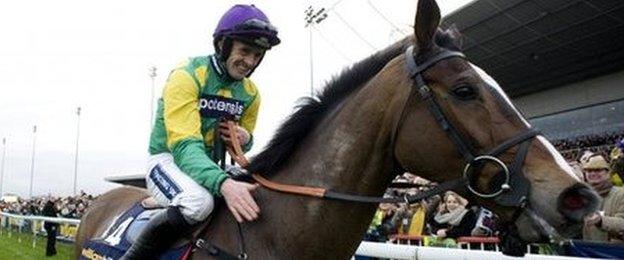 Kauto Star and Ruby Walsh celebrate the King George VI Chase victory