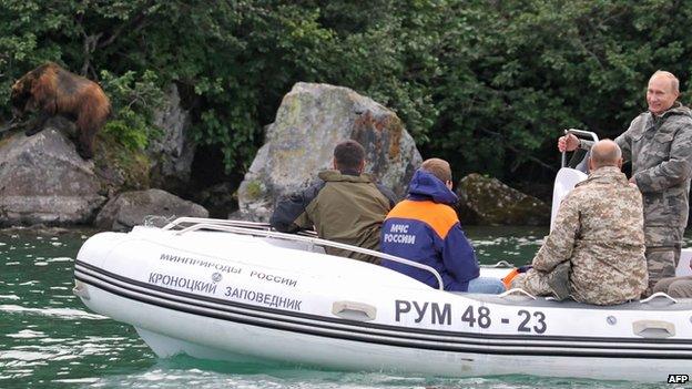 Russia's Prime Minister Vladimir Putin at the South Kamchatka Sanctuary, August 2010.