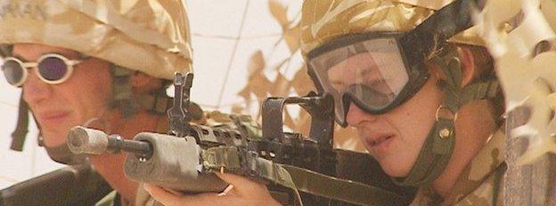 Signaller Katy Harbron during the campaign in the Gulf in 2003