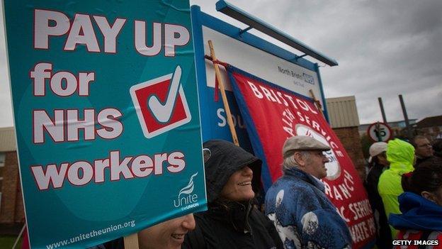 NHS workers on strike