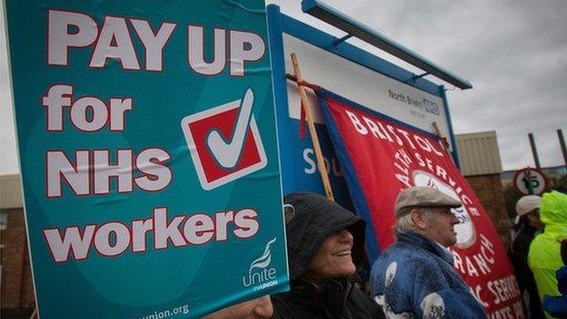 NHS workers on strike