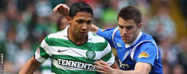 Celtic defender Emilio Izaguirre and former Rangers striker Andrew Little