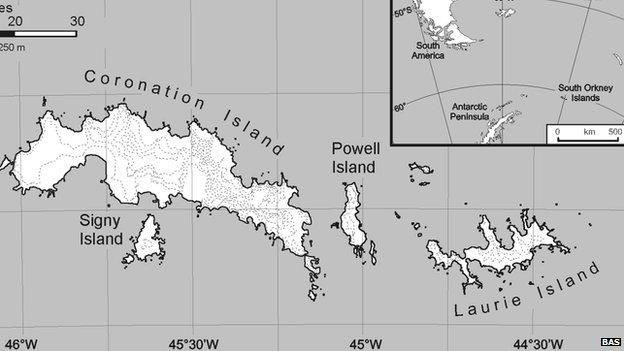 Map of the South Orkney Islands