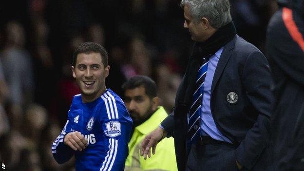 Eden Hazard and Jose Mourinho