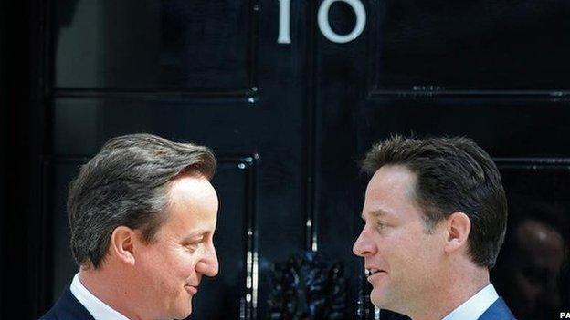 David Cameron and Nick Clegg outside No 10 in May 2010