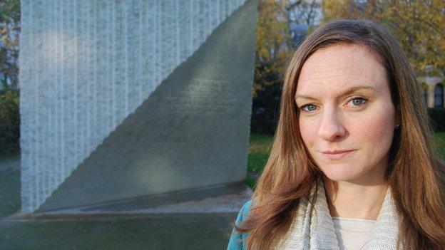 Edie Fassnidge at the tsunami memorial