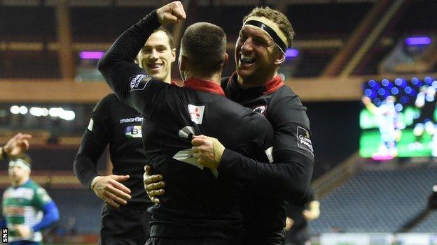 Grayson Hart celebrates scoring against Treviso