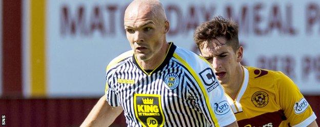 St Mirren's Jim Goodwin in action against Motherwell