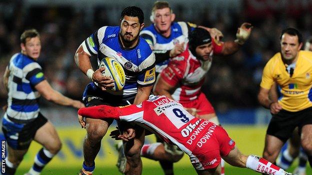 Alafoti Fa'osiliva tackled by Greig Laidlaw