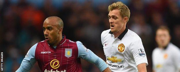 Darren Fletcher (right) in action against Aston Villa