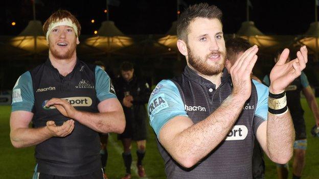 Glasgow Warriors applaud their fans after beating Munster