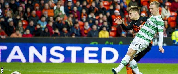 Leigh Griffiths scores for Celtic against Dundee United