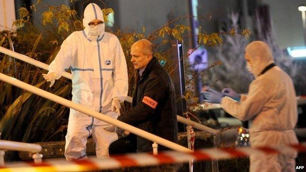 Police at the scene of a knife attack in Tours