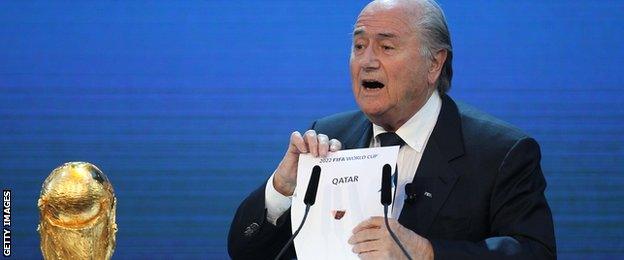 Sepp Blatter announcing Qatar as 2022 World Cup hosts