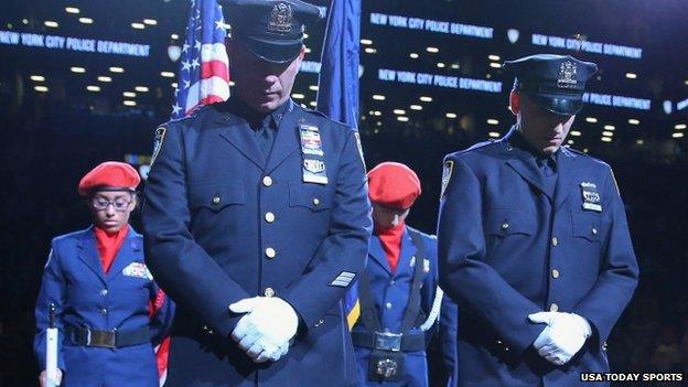 A moment of silence was before a basketball game in Brooklyn