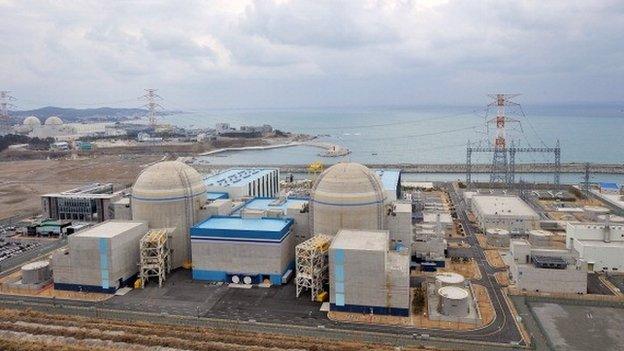 This photo taken on February 5, 2013 shows South Korea's nuclear power reactor, Shin-Kori 1 and 2 called APR-1000, in Gori