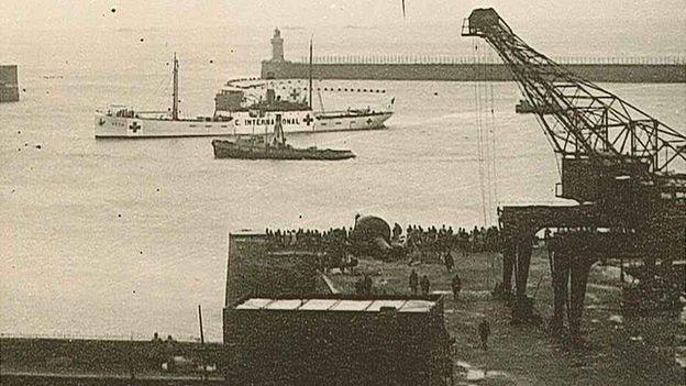 SS Vega entering Guernsey's St Peter Port Harbour