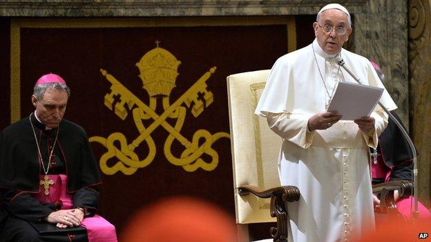 Pope Francis meeting cardinals, 22 Dec 14