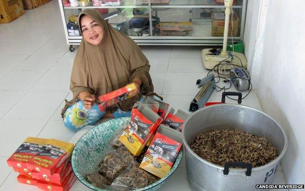 Fauziah and her Tsunami dried fish product