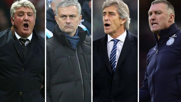 Steve Bruce, Jose Mourinho, Manuel Pellegrini and Nigel Pearson