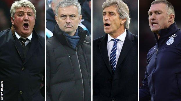 Steve Bruce, Jose Mourinho, Manuel Pellegrini and Nigel Pearson