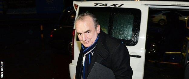 Rangers chief executive Derek Llambias arrives at Ibrox