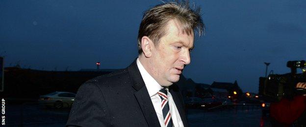 Sandy Easdale arrives for the AGM at Ibrox